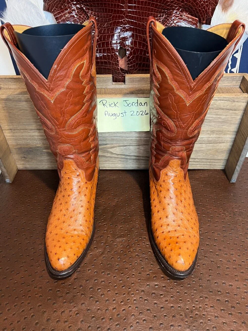 Ferrini P's Tan Full Quill Ostrich Cowboy Boots in Men's Size 11EE